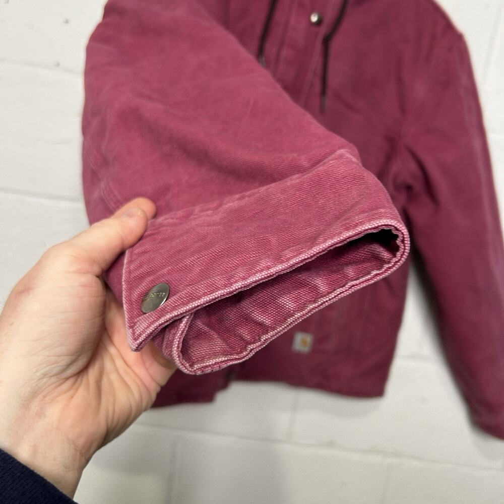 Y2K Carhartt Sherpa-Lined Sandstone Berkley Jacket “Merlot” - Picture 7 of 15